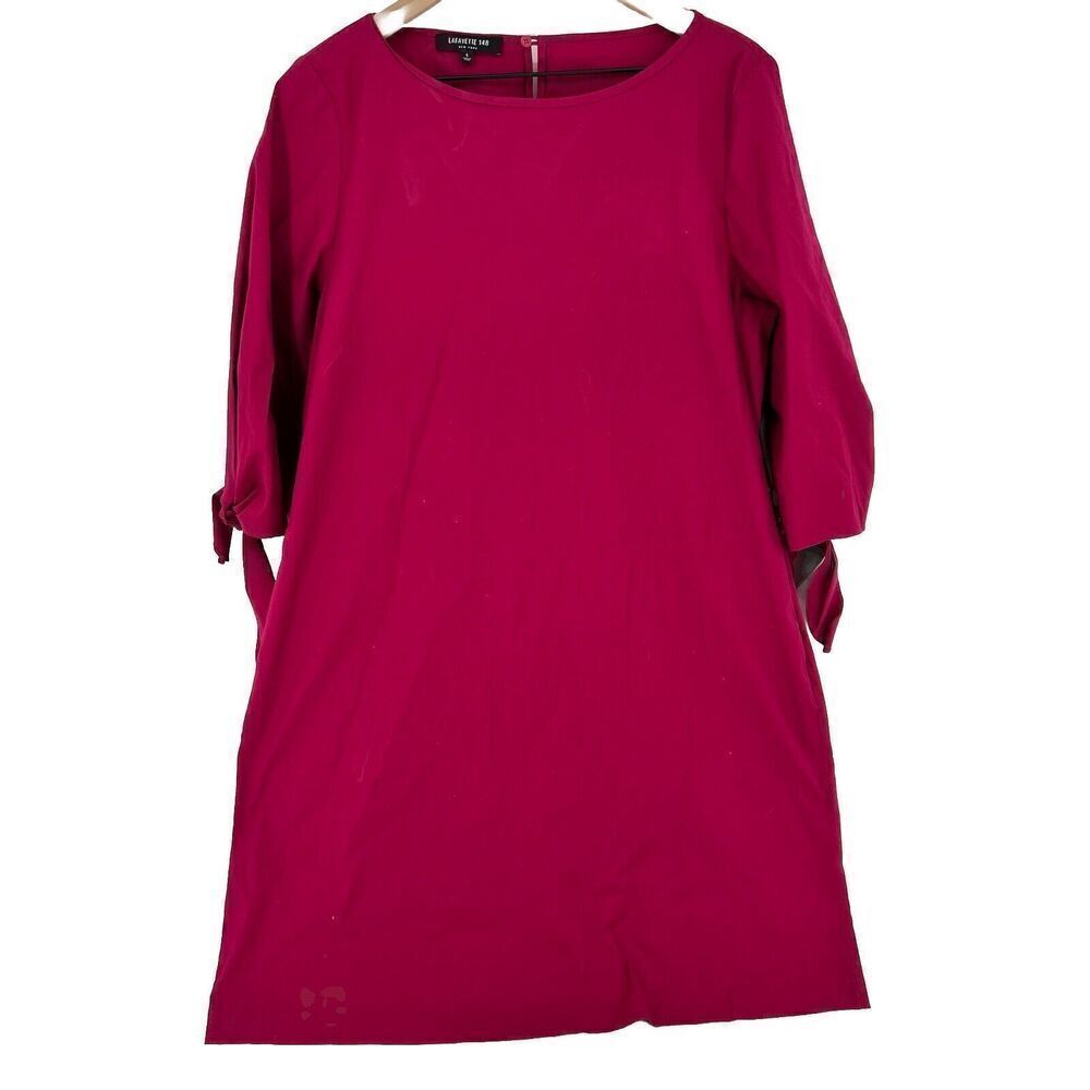 Lafayette 148 Paige Tie Sleeve Shift Dress in Berry Pink Size Large